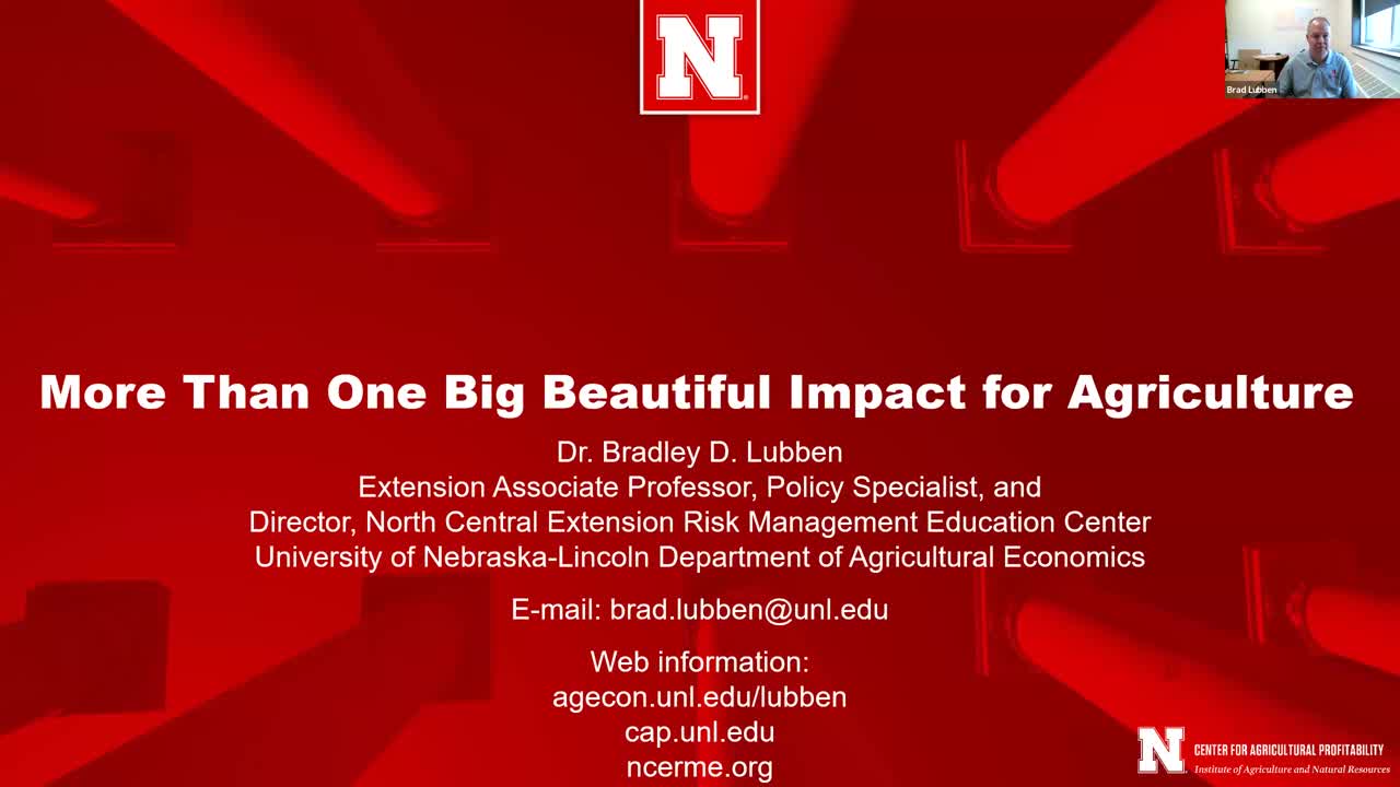More Than One Big Beautiful Impact for Agriculture (Aug. 21, 2025 Webinar)