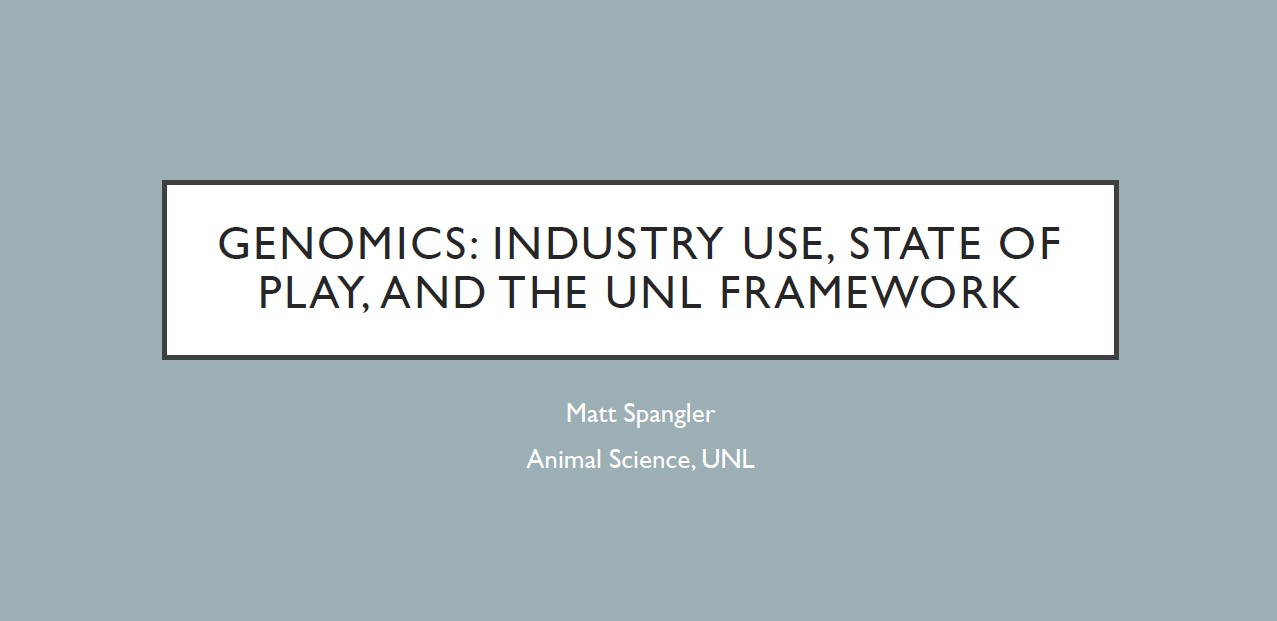 04 Genomics: Industry use, state of play, and the UNL framework