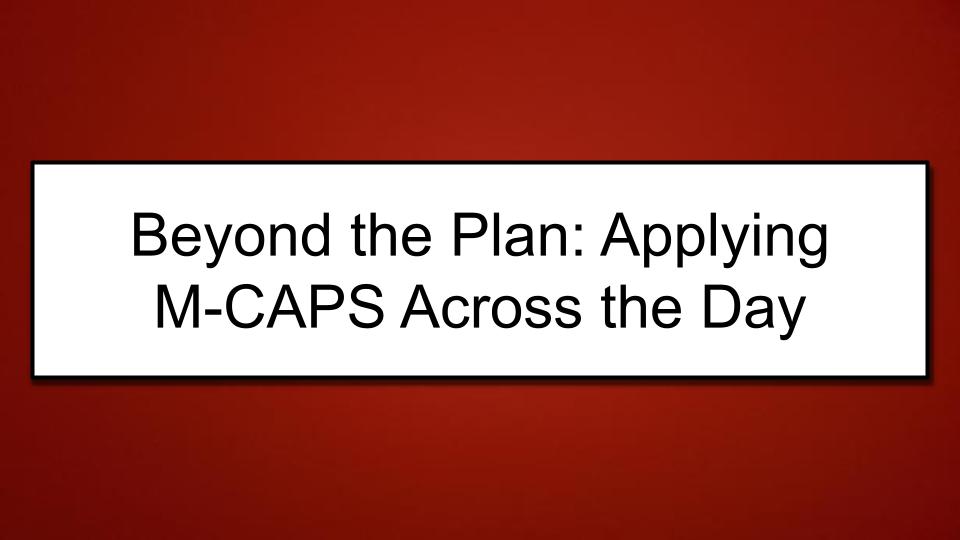Module: Unlocking Potential:  Facilitating the Transition Process for Students with Autism - Micro Lesson: Beyond the Plan: Applying M-CAPS Across the Day (7 minutes)