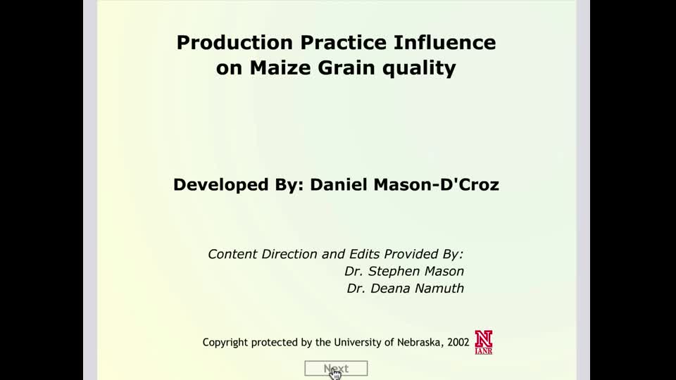 Production Practice Influence on Maize Grain Quality