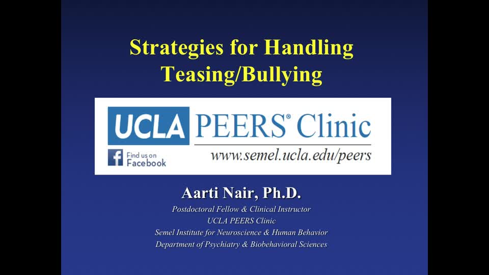 PEERS® Part 2: Strategies for Handling Teasing/Bullying