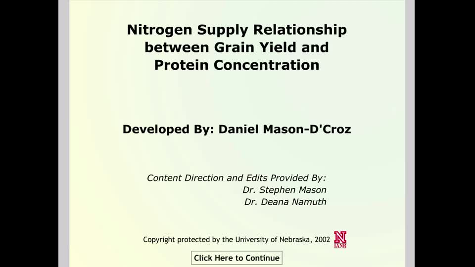 Nitrogen Supply Relationship between Grain Yield and Protein Concentration