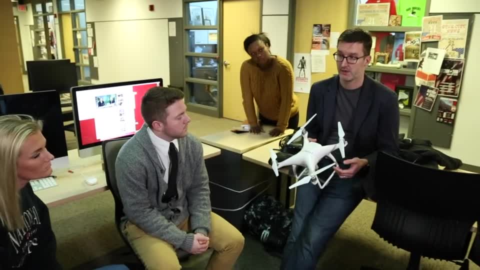 Waite explains the concept of drones as tools for journalism