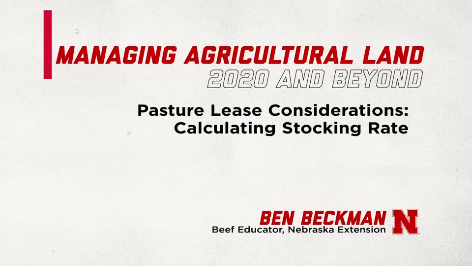 Pasture Leasing Considerations: Calculating Stocking Rate (Supplemental Material for Managing Ag Land in 2020 and Beyond)