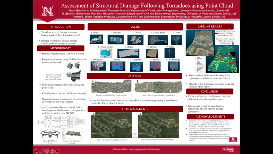 Assessment of Structural Damage Following Tornadoes using Point Cloud