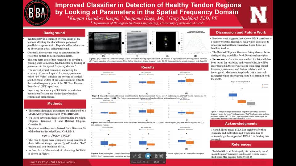 IMPROVED CLASSIFIER IN DETECTION OF HEALTHY TENDON REGIONS BY LOOKING AT PARAMETERS IN THE SPATIAL FREQUENCY DOMAIN