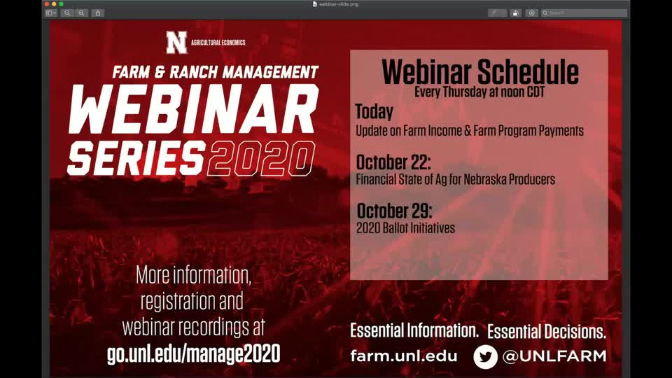 Farm Income and Farm Program Payments Update (Oct. 15, 2020 webinar)