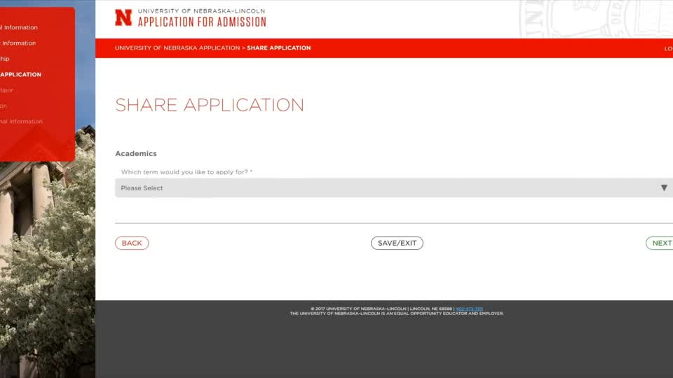Apply to Nebraska: 3. Complete Your Application 	