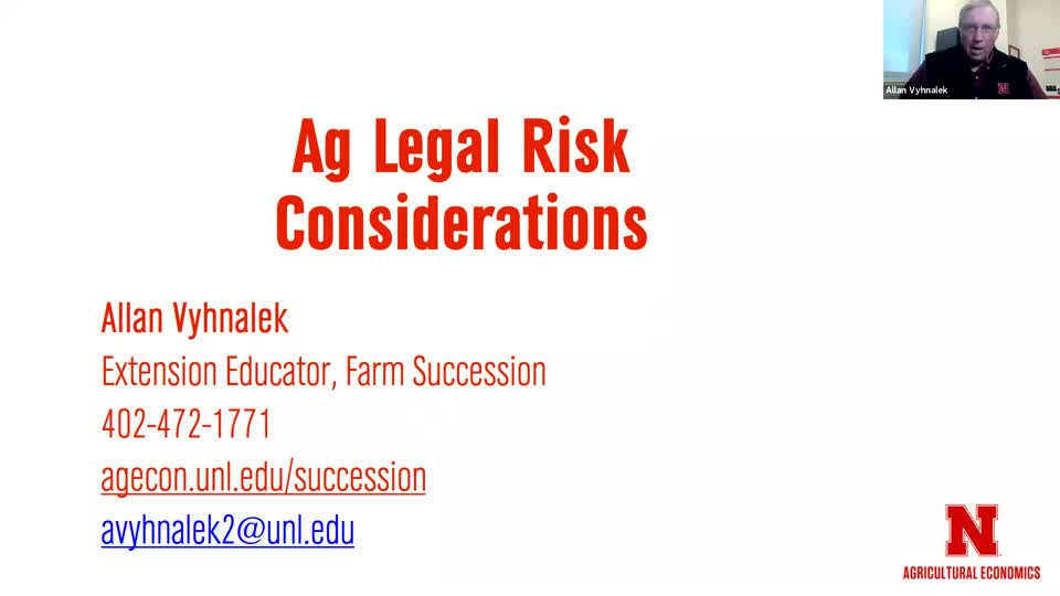 Legal Risk Considerations of Ag Land Ownership - Allan Vyhnalek