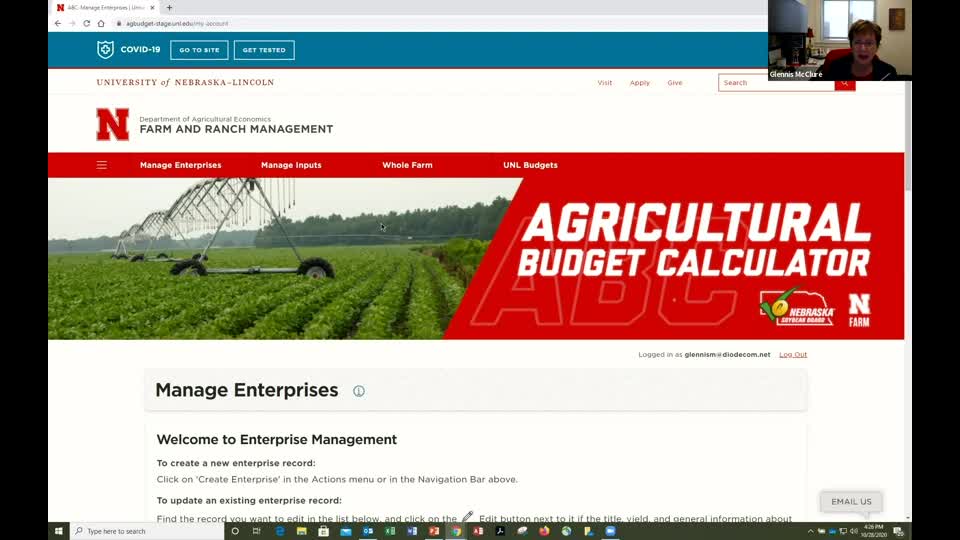 Ag Budget Calculator Tutorial 2: Creating a New Enterprise, Yearly Rates and Prices, and Field Operation Entries