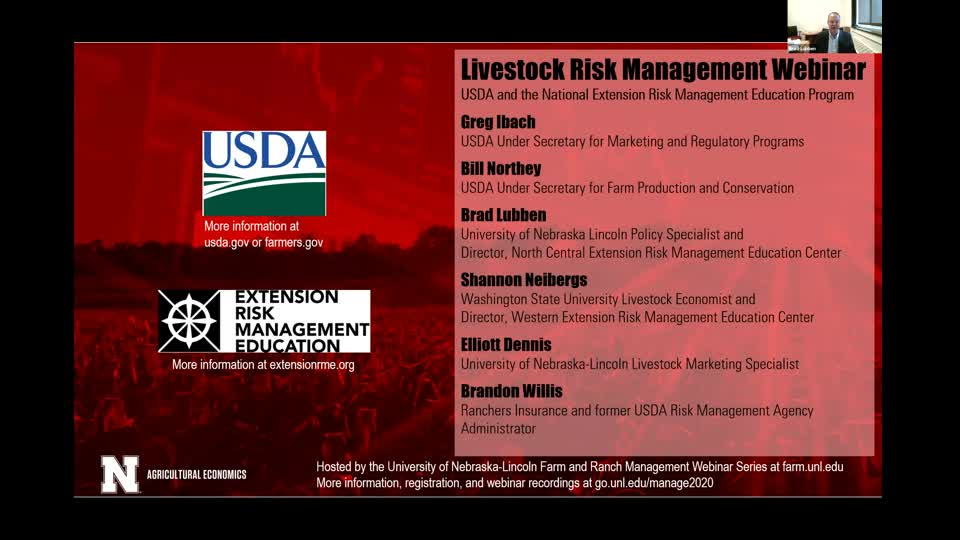 Livestock Risk Management and LRP Updates (With USDA and the national Extension Risk Management Education Program) (Nov. 12, 2020 webinar)