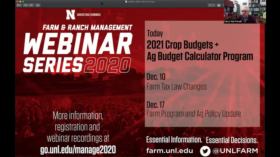2021 Crop Budgets and the new Agricultural Budget Calculator Program (Dec. 3, 2020 webinar)