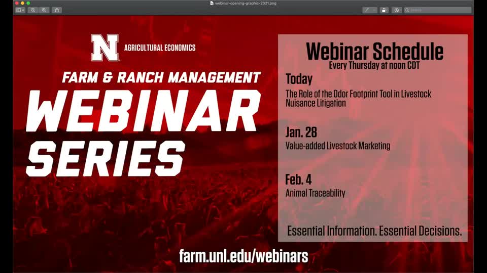 The Role of the Odor Footprint Tool in Livestock Nuisance Litigation (Jan. 21, 2021 Webinar)