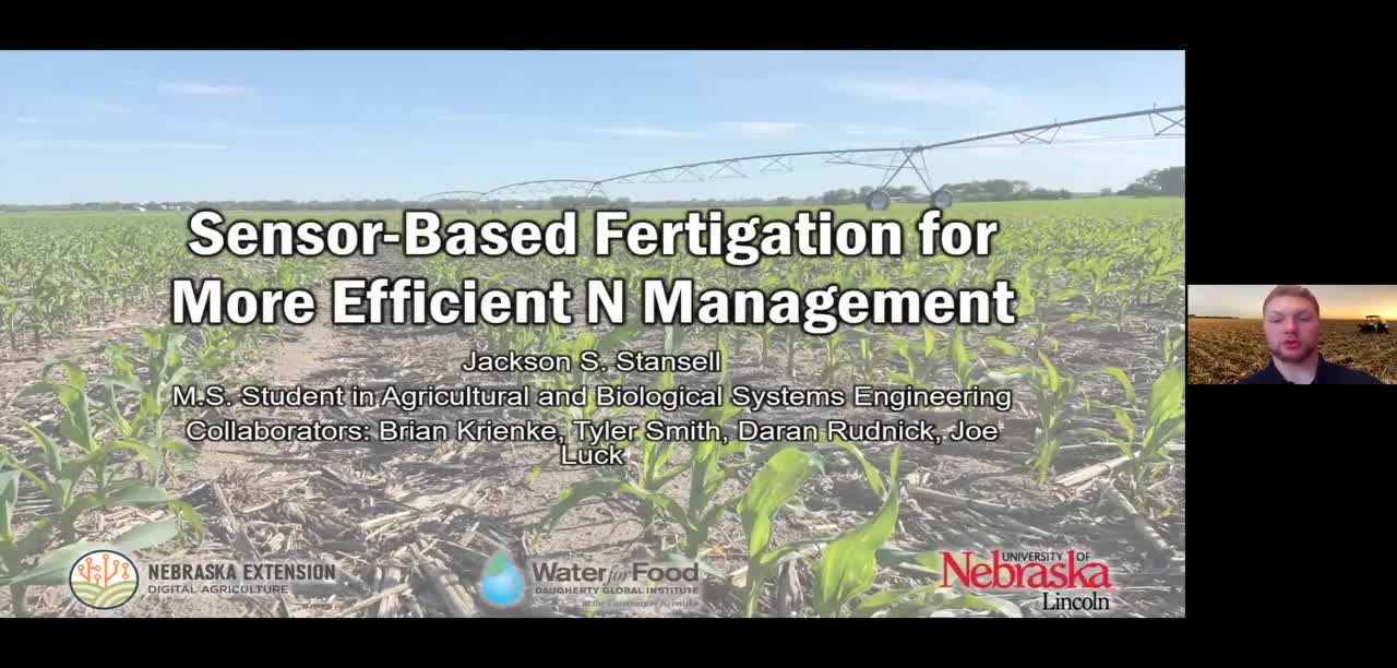 Sensor-based fertigation for more efficient nitrogen management of corn