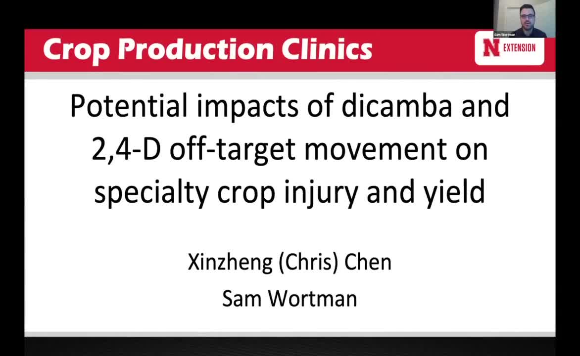 Potential impacts of Dicamba or 2,4-D off-target movement on specialty crop injury and yield