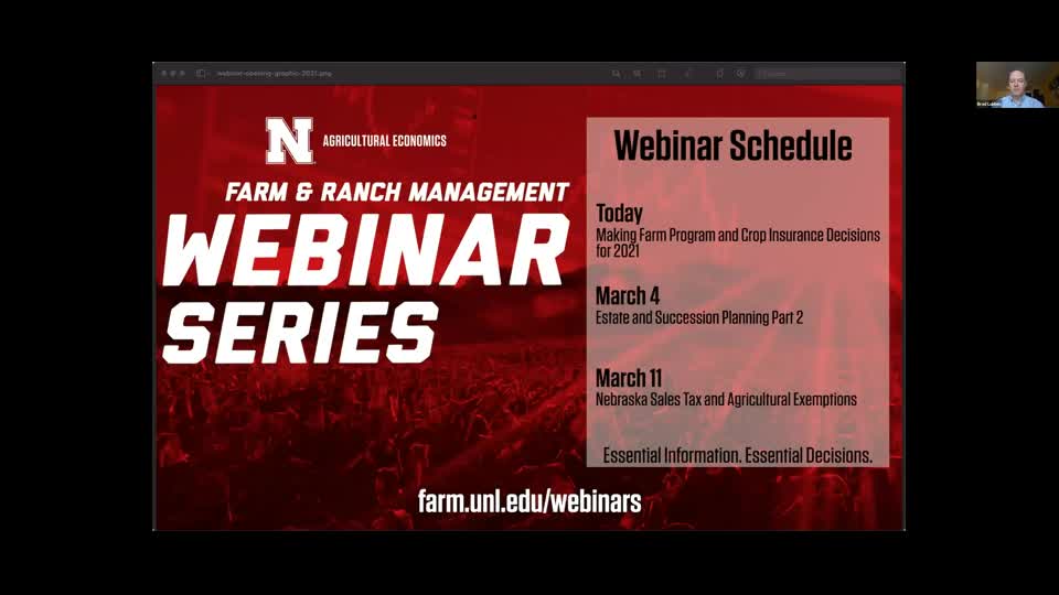 Making Farm Program and Crop Insurance Decisions for 2021 (March 1, 2021 Webinar)