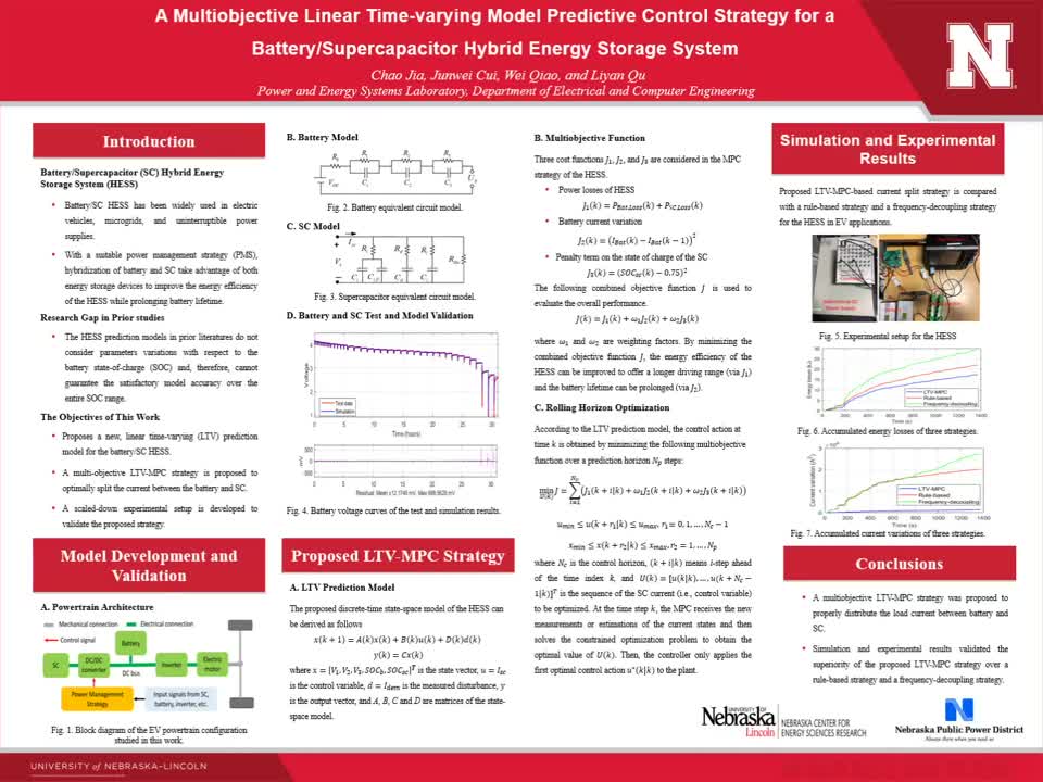 A Multiobjective Linear Time-varying Model Predictive Control Strategy for a Battery/Supercapacitor Hybrid Energy Storage System
