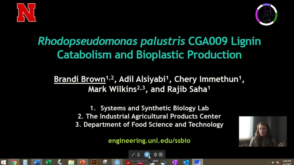 Rhodopseudomonas palustris CGA009 Lignin Catabolism and Bioplastic Production