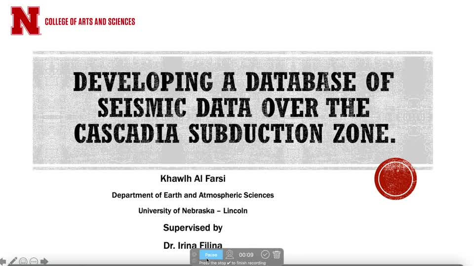 DEVELOPING A DATABASE OF SEISMIC DATA OVER THE CASCADIA SUBDUCTION ZONE.