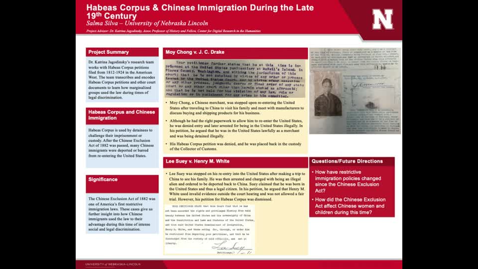 Habeas Corpus and Chinese Immigration During the Late 19th Century