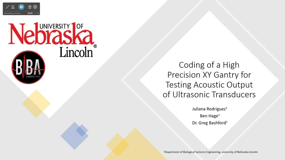 Coding of a High Precision XY Gantry for Testing Acoustic Output of Ultrasonic Transducers