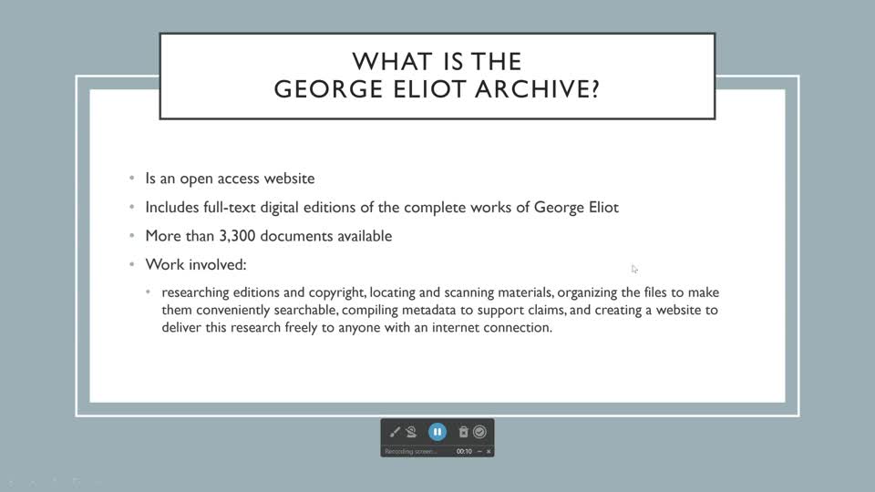 Web Development in The George Eliot Archive