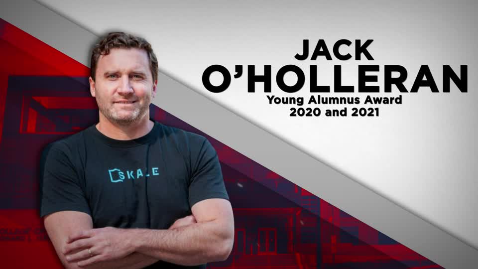 Jack O'Holleran receives the Young Alumnas Award
