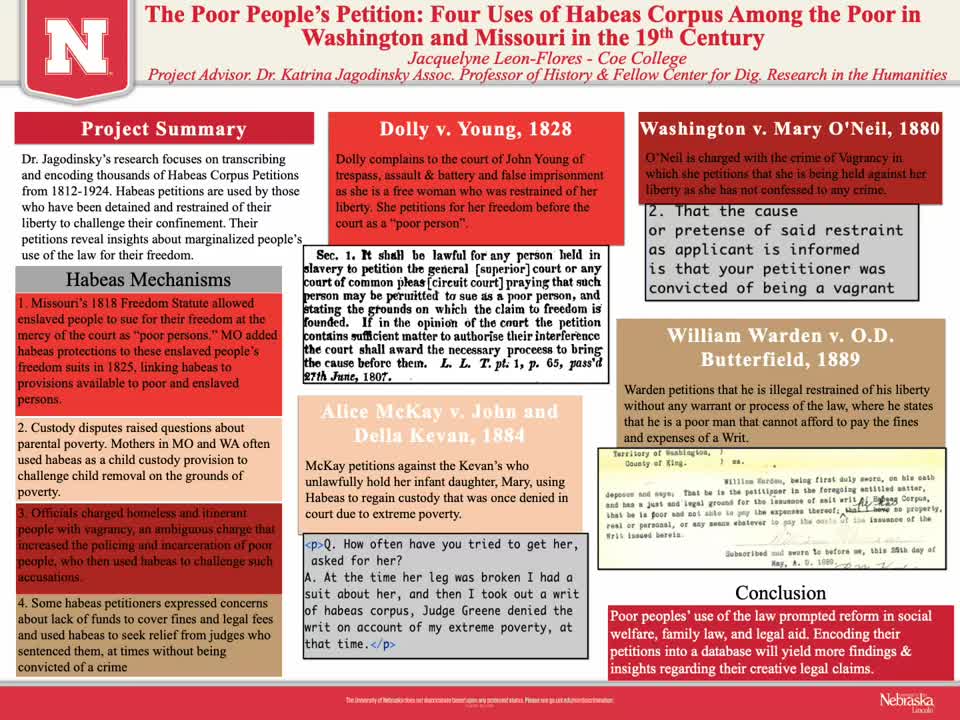 The Poor People’s Petition: Four Uses of Habeas Corpus Among the Poor in Washington and Missouri in the 19th Century