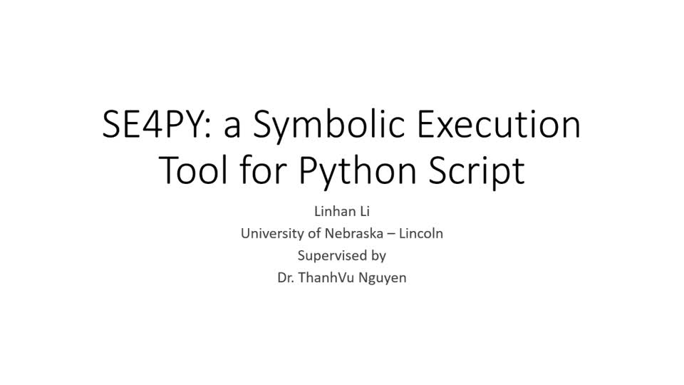 SE4PY: a Symbolic Execution Tool for Python
