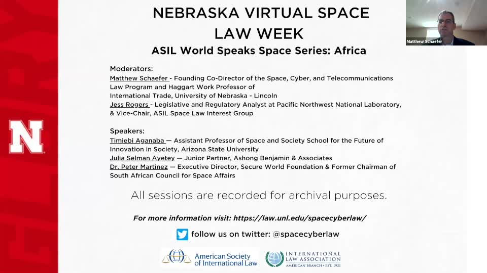 Nebraska Virtual Space Law Week - ASIL World Speaks Space Series: Africa 