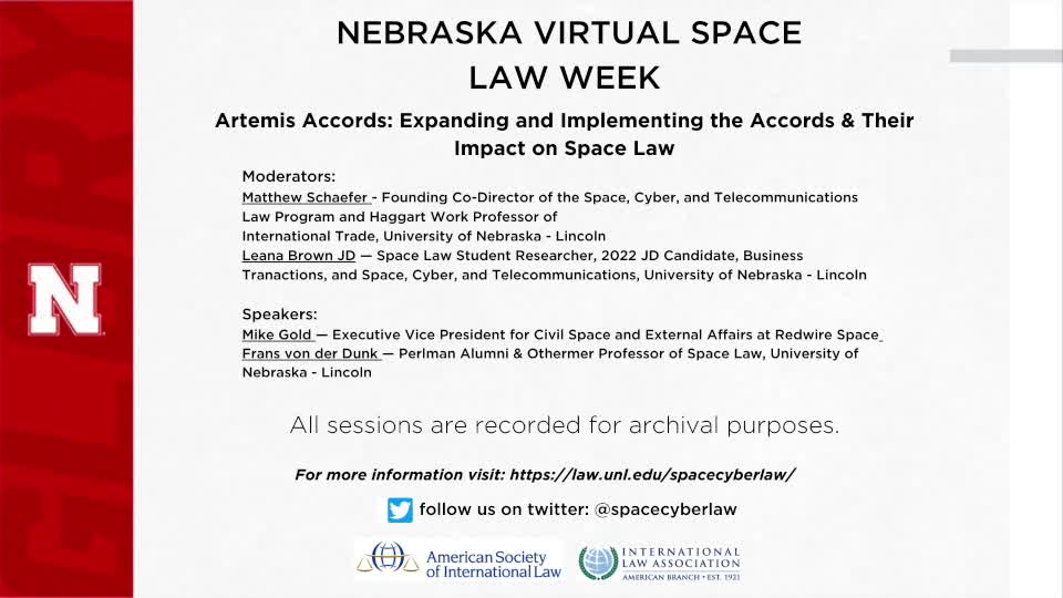 Nebraska Virtual Space Law Week - Artemis Accords: Expanding and Implementing the Accords and Their Impact on Space Law