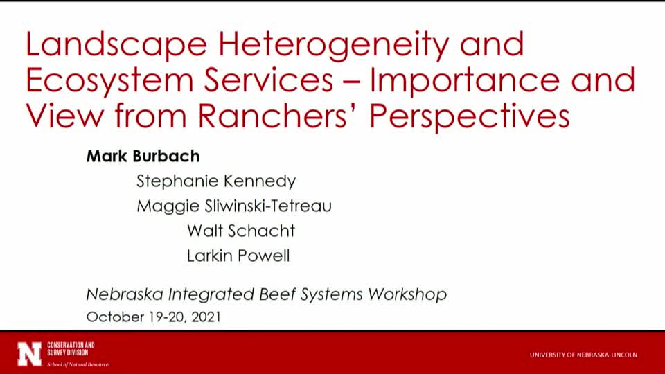18 Landscape heterogeneity and ecosystem services - importance and view from ranchers' perspective 