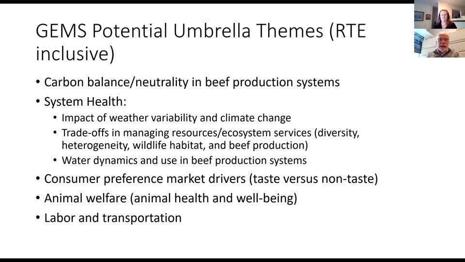 Nebraska Integrated Beef Systems Faculty Committee - Themes discussion