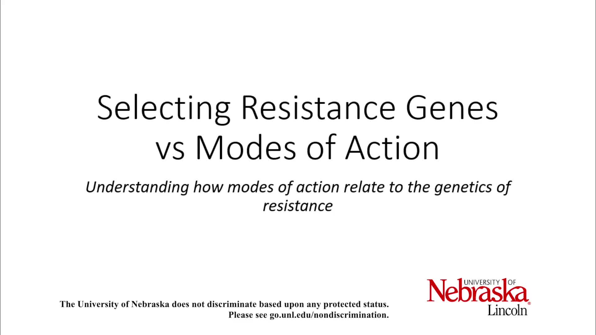Selecting Resistance Genes vs MOA