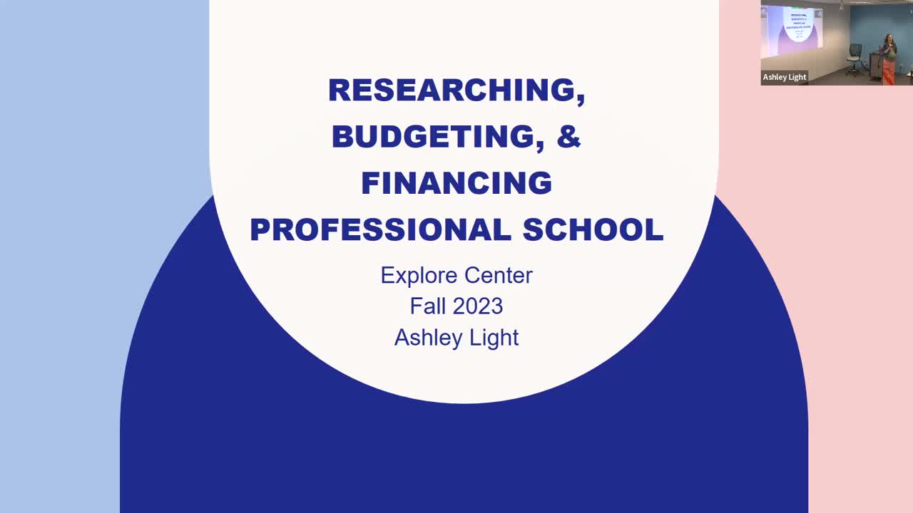 Researching, Budgeting, and Financing Professional School