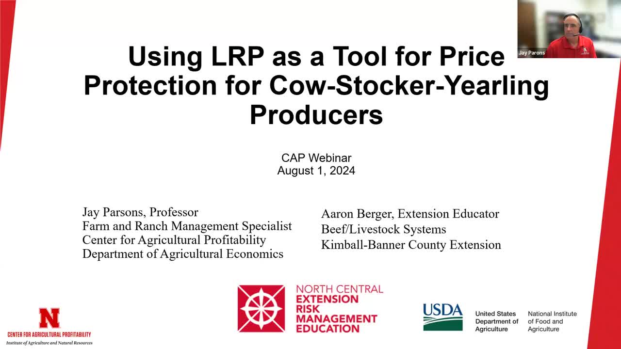 Using LRP as a Tool for Price Protection for Cow-Stocker-Yearling Producers (Aug. 1, 2024 Webinar)