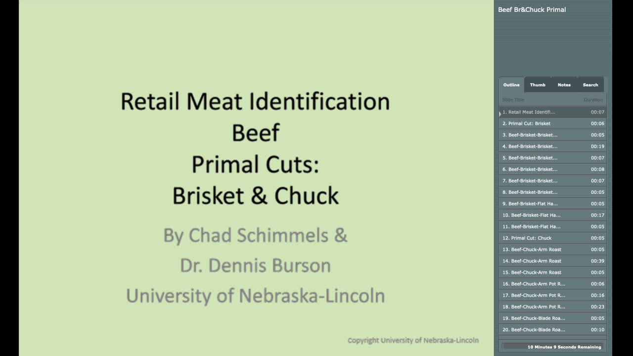 Retail Meat ID Beef Primal Cuts: Brisket and Chuck