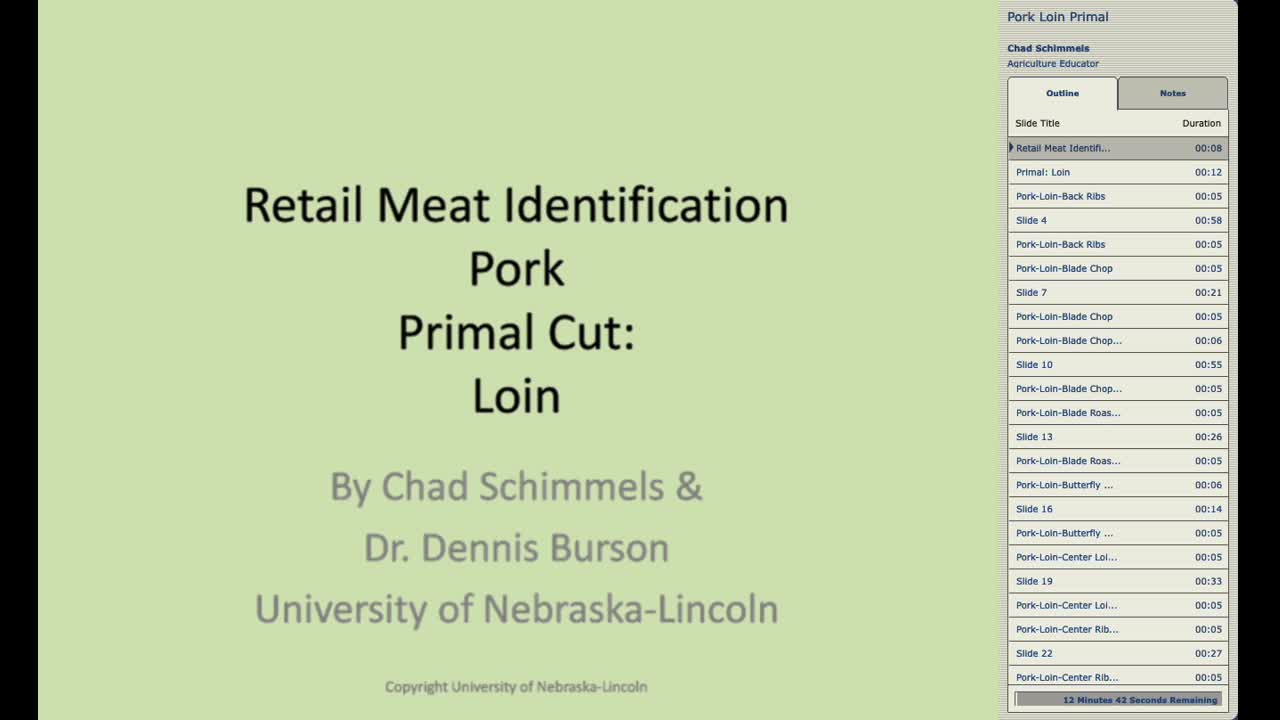 Retail Meat ID Pork Primal Cuts: Loin