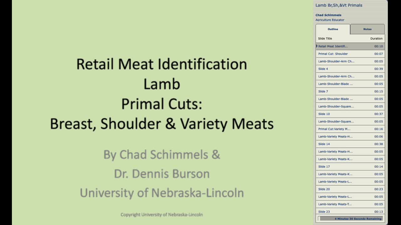 Retail Meat ID Lamb Primal Cuts: Breast, Shoulder, and Variety Meats