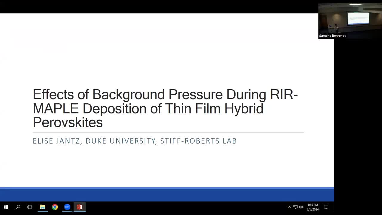 Effects of Background Pressure During Resonant Infrared Matrix-Assisted Pulsed Laser Evaporation (RIR-MAPLE) Deposition of Thin Film Hybrid Perovskites