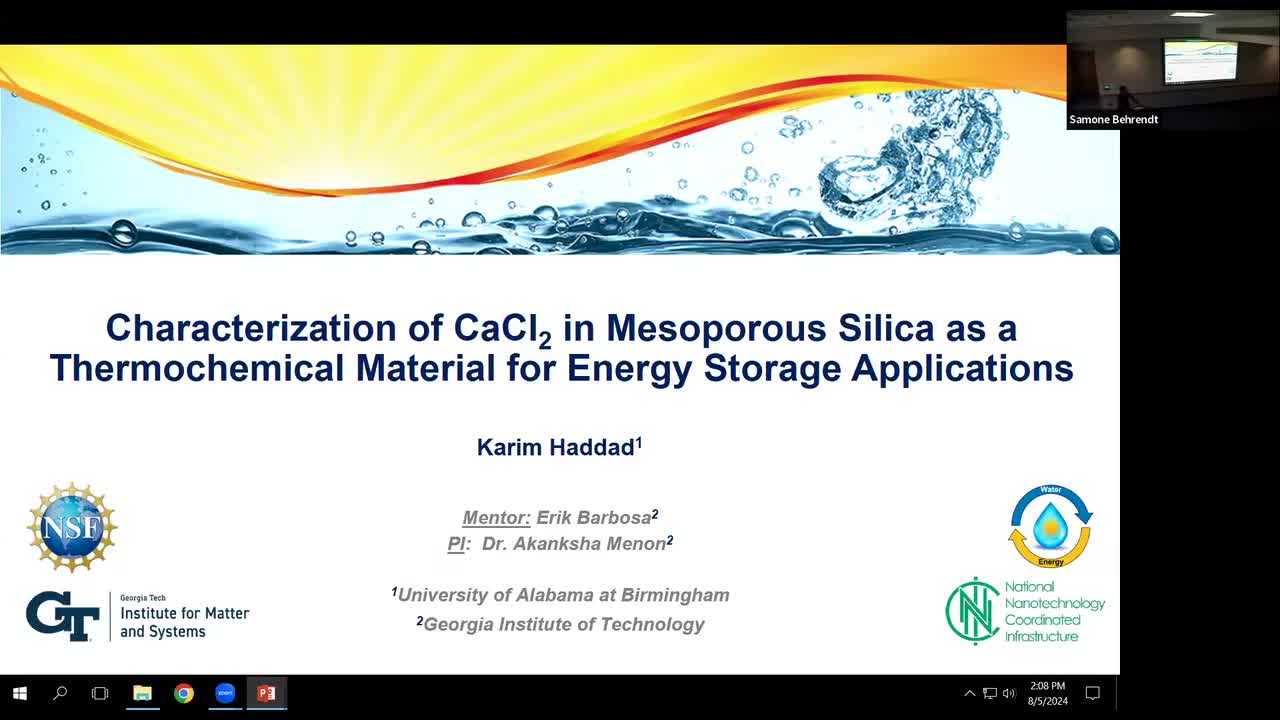 Characterization of CaCl2 in Mesoporous Silica as a Thermochemical Material for Energy Storage Applications