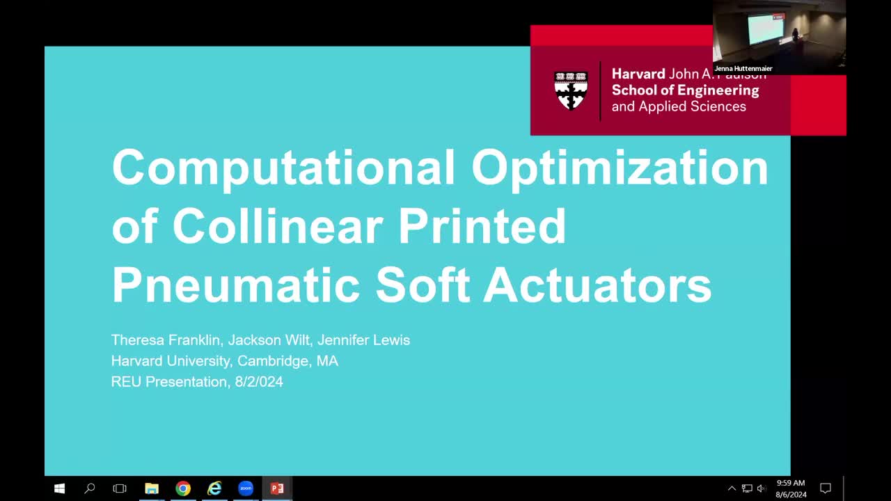 Computational Optimization of Collinear Printed Pneumatic Soft Actuators