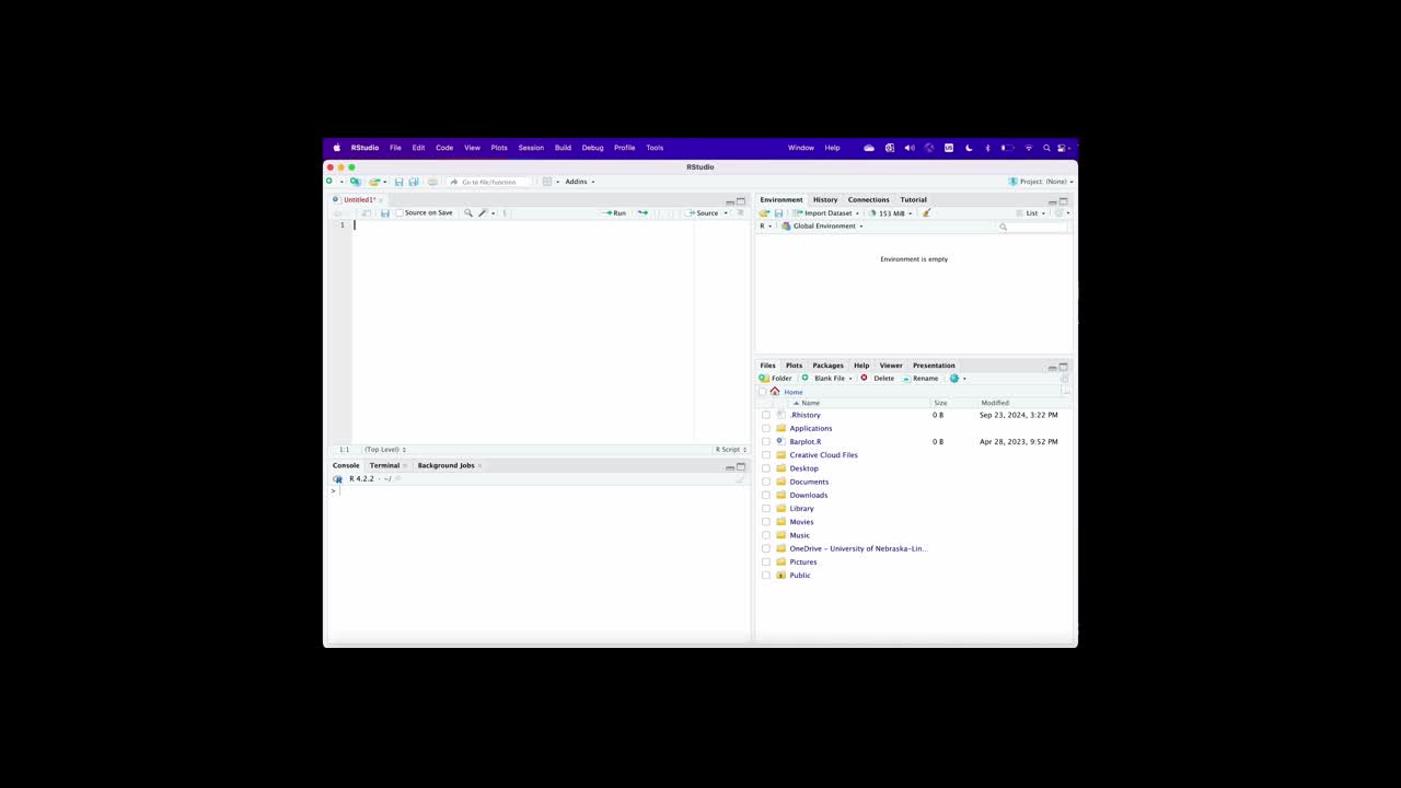 Introduction to the layout of R Studio