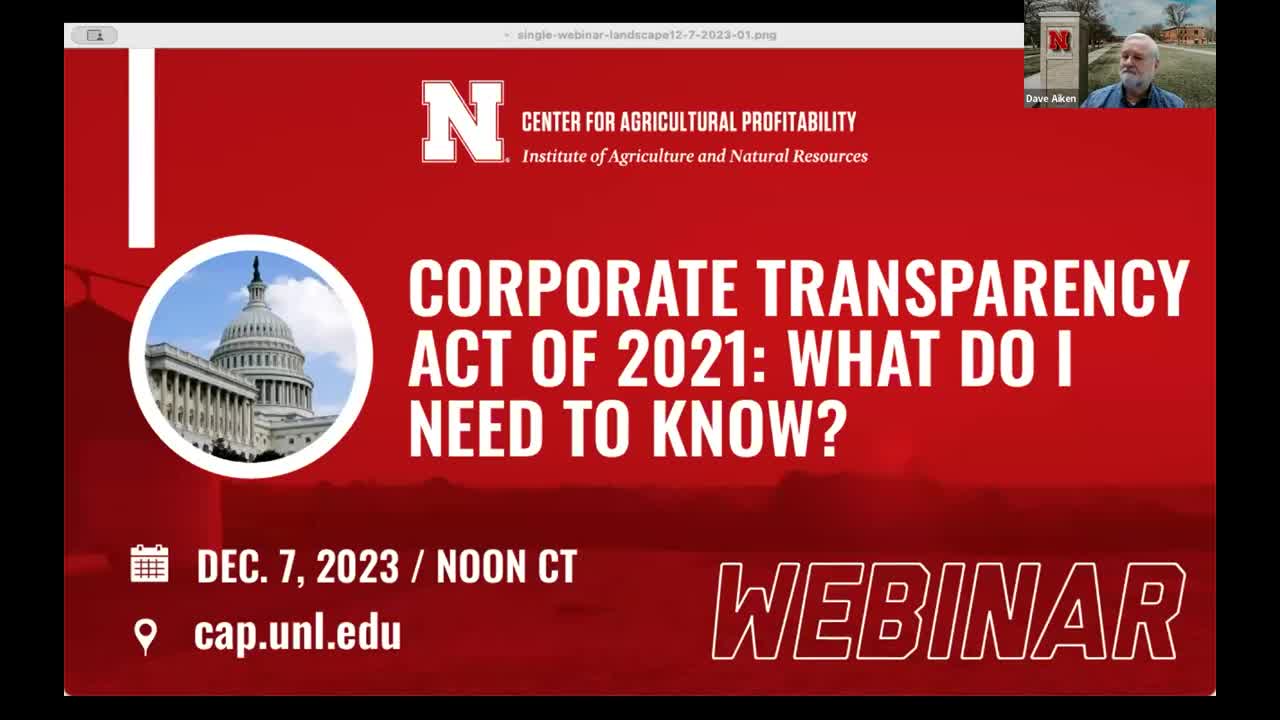 Corporate Transparency Act of 2021: What Do I Need to Know? (Dec. 7, ,2023 Webinar)