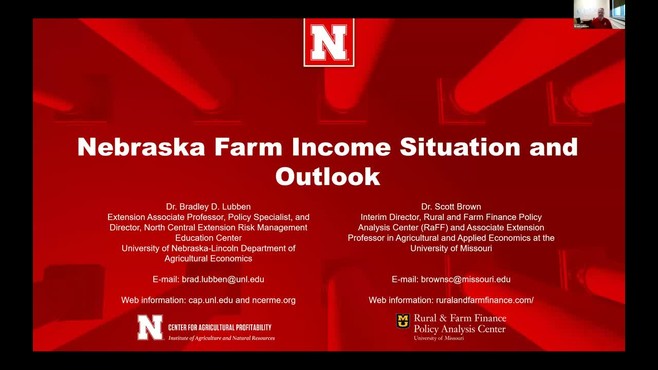 Nebraska and U.S. Farm Income Update and Outlook (10/12/23 Webinar)