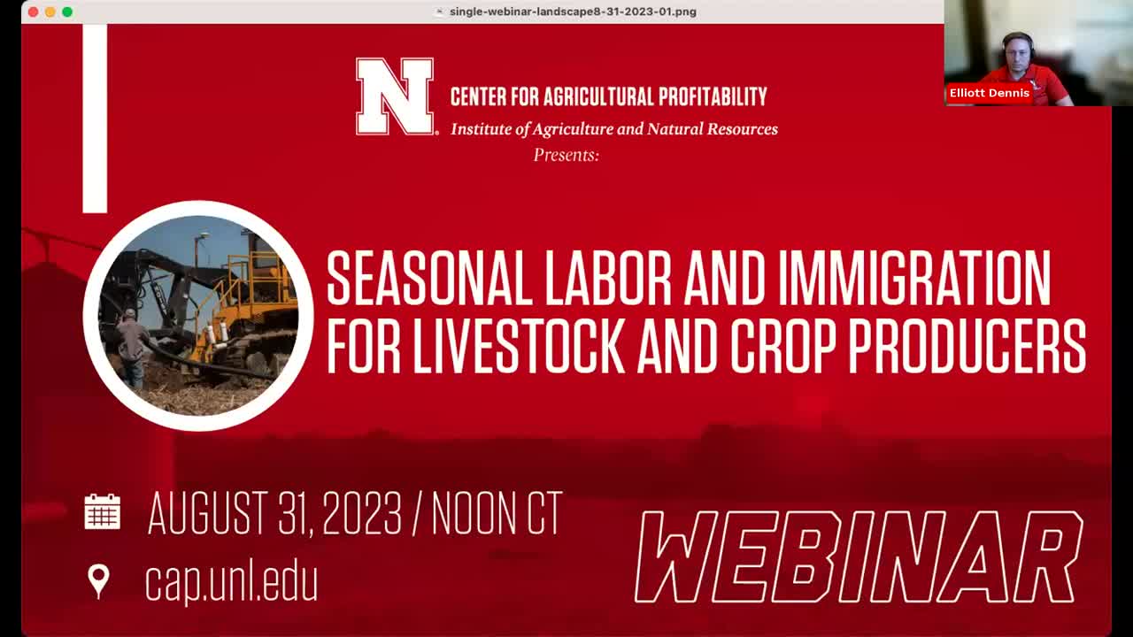 Seasonal Labor and Immigration for Livestock and Crop Producers (Aug. 31, 2023 Webinar)