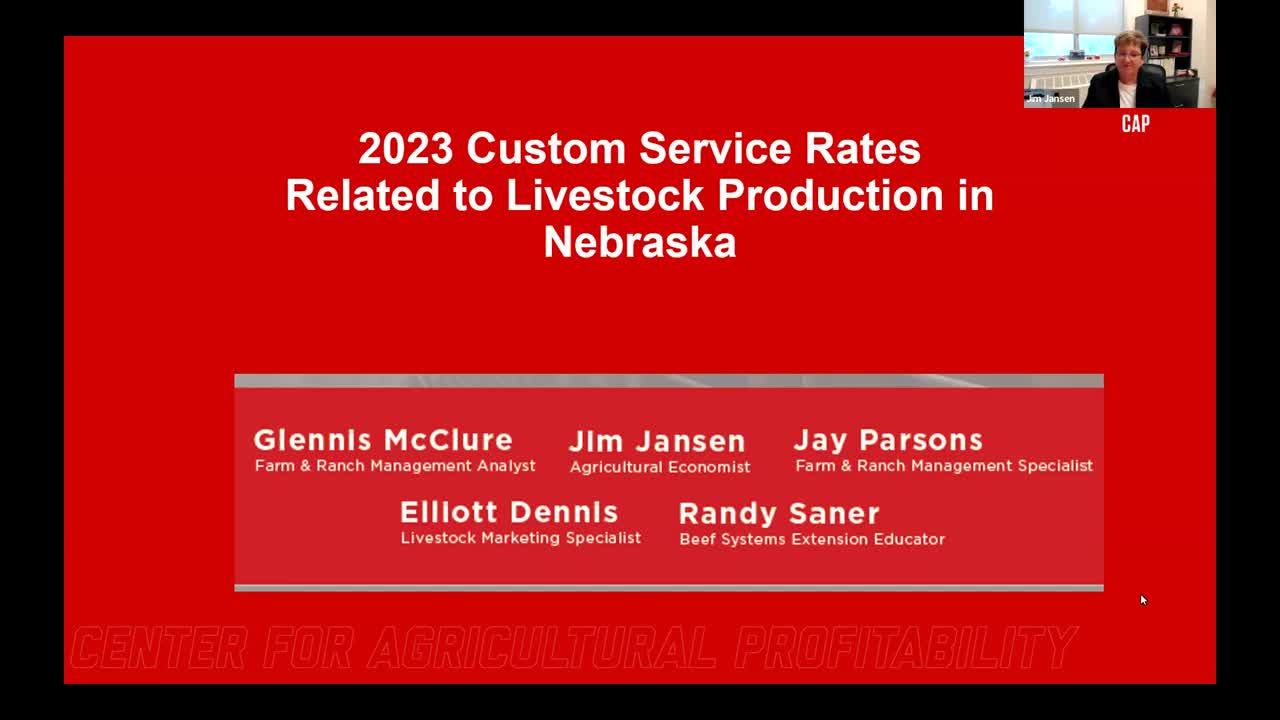 2023 Nebraska Custom Rates Related to Livestock Services (Aug. 3, 2023 Webinar)