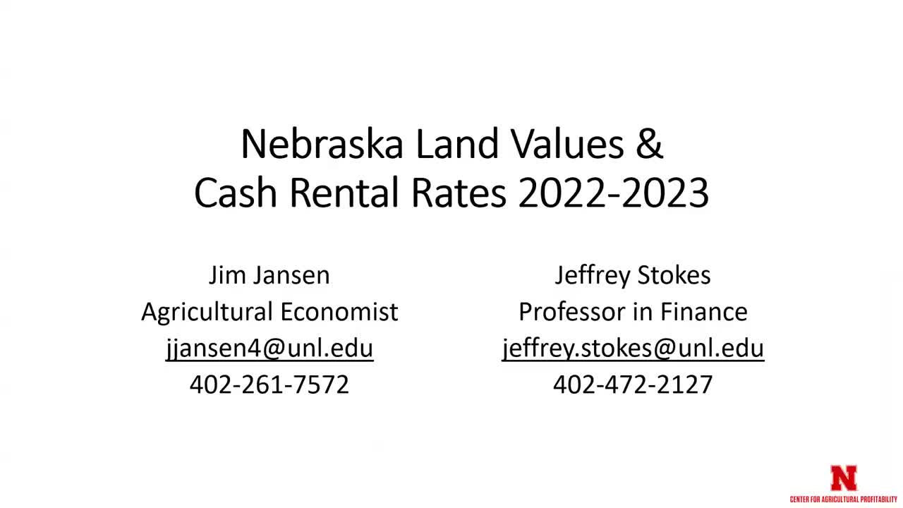 Land Values and Cash Rents: 2023 Nebraska Farm Real Estate Update (July 13, 2023 Webinar)