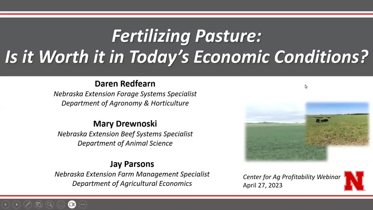 Fertilizing Pasture: Is it Worth It in Today's Economic Conditions? (April 27, 2023 Webinar)