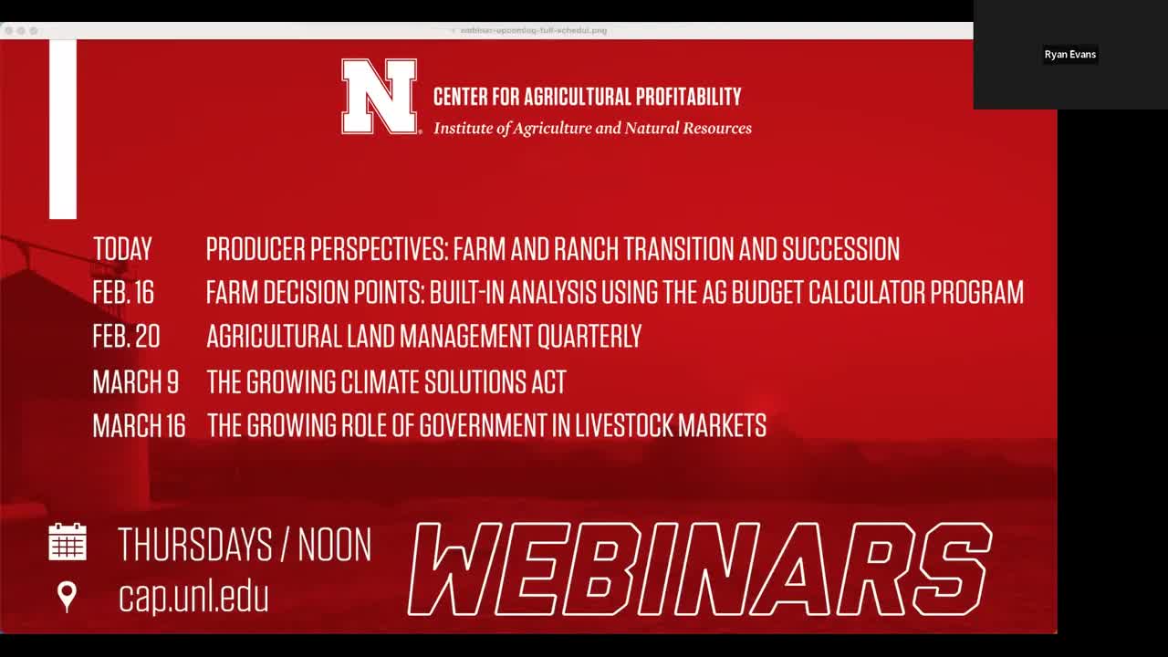 Producer Perspectives: Farm and Ranch Transition and Succession (Feb. 9, 2023 Webinar)